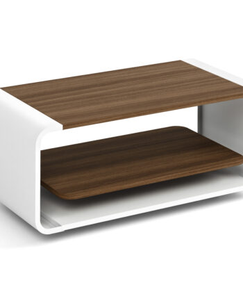 ORBISON Mobile Two-Tier Coffee Table (100×50cm × H41cm | Curved Steel Frame & Floating Shelf)