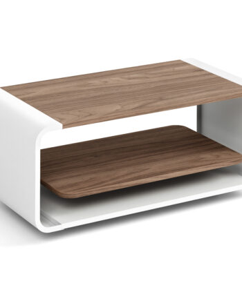 ORBISON Mobile Two-Tier Coffee Table (100×50cm × H41cm | Curved Steel Frame & Floating Shelf)