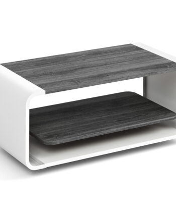 ORBISON Mobile Two-Tier Coffee Table (100×50cm × H41cm | Curved Steel Frame & Floating Shelf)
