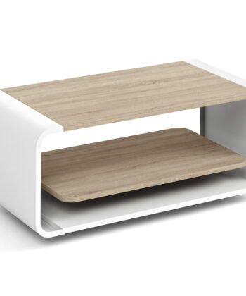 ORBISON Mobile Two-Tier Coffee Table (100×50cm × H41cm | Curved Steel Frame & Floating Shelf)