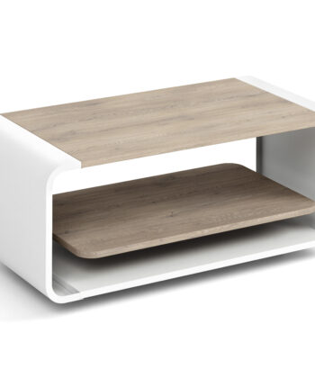 ORBISON Mobile Two-Tier Coffee Table (100×50cm × H41cm | Curved Steel Frame & Floating Shelf)