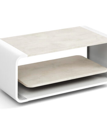 ORBISON Mobile Two-Tier Coffee Table (100×50cm × H41cm | Curved Steel Frame & Floating Shelf)