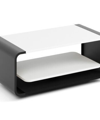 ORBISON Mobile Two-Tier Coffee Table (100×50cm × H41cm | Curved Steel Frame & Floating Shelf)