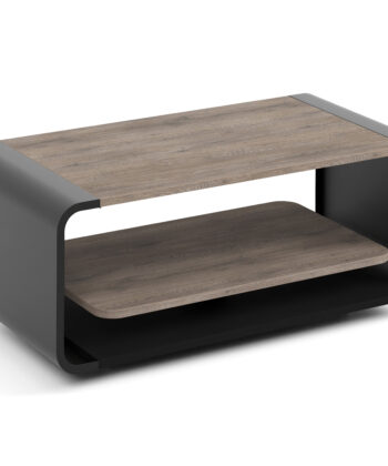 ORBISON Mobile Two-Tier Coffee Table (100×50cm × H41cm | Curved Steel Frame & Floating Shelf)