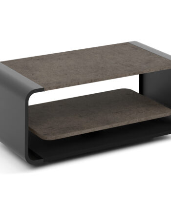 ORBISON Mobile Two-Tier Coffee Table (100×50cm × H41cm | Curved Steel Frame & Floating Shelf)