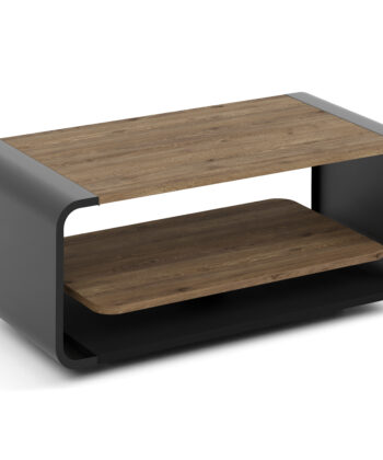 ORBISON Mobile Two-Tier Coffee Table (100×50cm × H41cm | Curved Steel Frame & Floating Shelf)