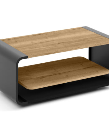 ORBISON Mobile Two-Tier Coffee Table (100×50cm × H41cm | Curved Steel Frame & Floating Shelf)