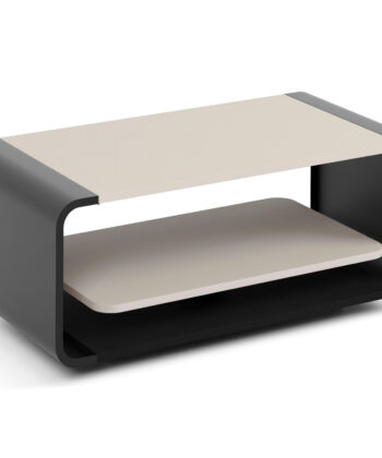 ORBISON Mobile Two-Tier Coffee Table (100×50cm × H41cm | Curved Steel Frame & Floating Shelf)