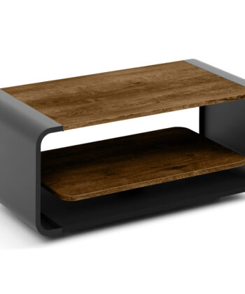 ORBISON Mobile Two-Tier Coffee Table (100×50cm × H41cm | Curved Steel Frame & Floating Shelf)