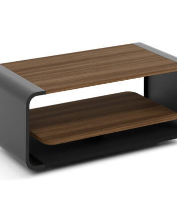 ORBISON Mobile Two-Tier Coffee Table (100×50cm × H41cm | Curved Steel Frame & Floating Shelf)