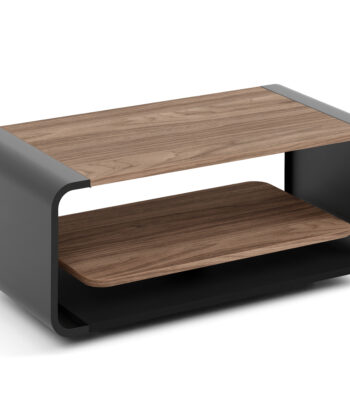 ORBISON Mobile Two-Tier Coffee Table (100×50cm × H41cm | Curved Steel Frame & Floating Shelf)