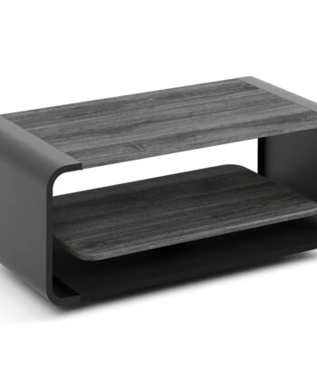 ORBISON Mobile Two-Tier Coffee Table (100×50cm × H41cm | Curved Steel Frame & Floating Shelf)