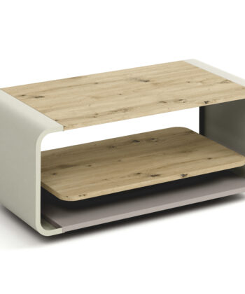 ORBISON Mobile Two-Tier Coffee Table (100×50cm × H41cm | Curved Steel Frame & Floating Shelf)