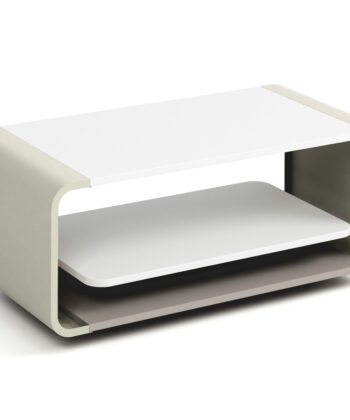 ORBISON Mobile Two-Tier Coffee Table (100×50cm × H41cm | Curved Steel Frame & Floating Shelf)
