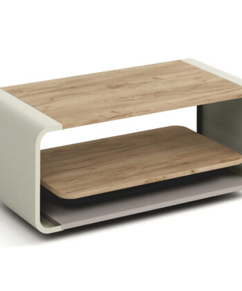 ORBISON Mobile Two-Tier Coffee Table (100×50cm × H41cm | Curved Steel Frame & Floating Shelf)
