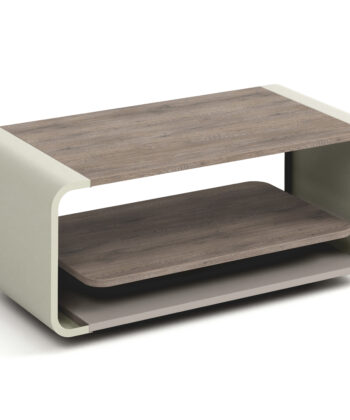 ORBISON Mobile Two-Tier Coffee Table (100×50cm × H41cm | Curved Steel Frame & Floating Shelf)