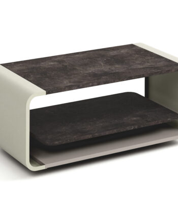 ORBISON Mobile Two-Tier Coffee Table (100×50cm × H41cm | Curved Steel Frame & Floating Shelf)