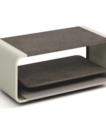 ORBISON Mobile Two-Tier Coffee Table (100×50cm × H41cm | Curved Steel Frame & Floating Shelf)