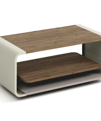 ORBISON Mobile Two-Tier Coffee Table (100×50cm × H41cm | Curved Steel Frame & Floating Shelf)