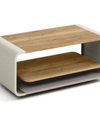 ORBISON Mobile Two-Tier Coffee Table (100×50cm × H41cm | Curved Steel Frame & Floating Shelf)