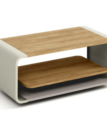 ORBISON Mobile Two-Tier Coffee Table (100×50cm × H41cm | Curved Steel Frame & Floating Shelf)