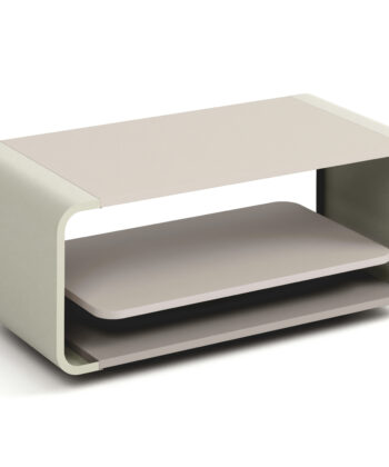 ORBISON Mobile Two-Tier Coffee Table (100×50cm × H41cm | Curved Steel Frame & Floating Shelf)