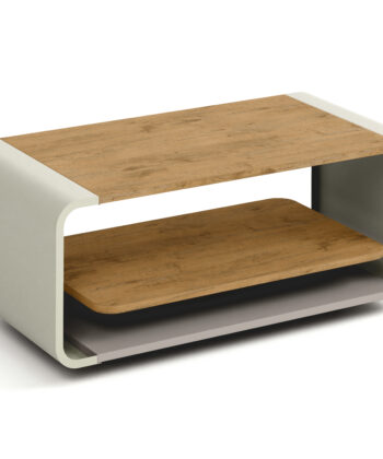 ORBISON Mobile Two-Tier Coffee Table (100×50cm × H41cm | Curved Steel Frame & Floating Shelf)
