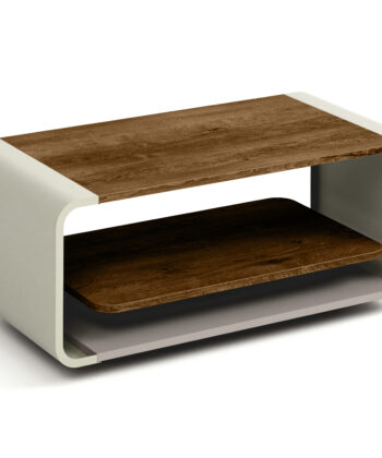 ORBISON Mobile Two-Tier Coffee Table (100×50cm × H41cm | Curved Steel Frame & Floating Shelf)