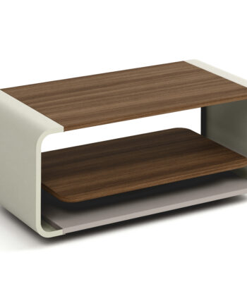 ORBISON Mobile Two-Tier Coffee Table (100×50cm × H41cm | Curved Steel Frame & Floating Shelf)