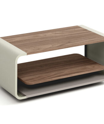 ORBISON Mobile Two-Tier Coffee Table (100×50cm × H41cm | Curved Steel Frame & Floating Shelf)