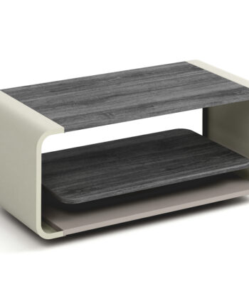 ORBISON Mobile Two-Tier Coffee Table (100×50cm × H41cm | Curved Steel Frame & Floating Shelf)