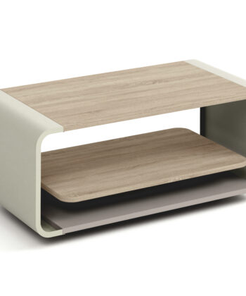 ORBISON Mobile Two-Tier Coffee Table (100×50cm × H41cm | Curved Steel Frame & Floating Shelf)