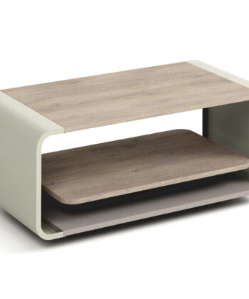 ORBISON Mobile Two-Tier Coffee Table (100×50cm × H41cm | Curved Steel Frame & Floating Shelf)