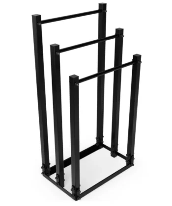 TIVOLI Freestanding 3-Tier Towel & Clothes Rack (45×25×89cm | Matte Black Textured Steel | Loft Bathroom Stand)