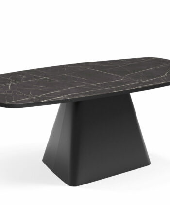 SOLIS Oval Loft Coffee Table (120×60cm × H48cm | 18mm Laminated Top & Architectural Steel Pedestal)