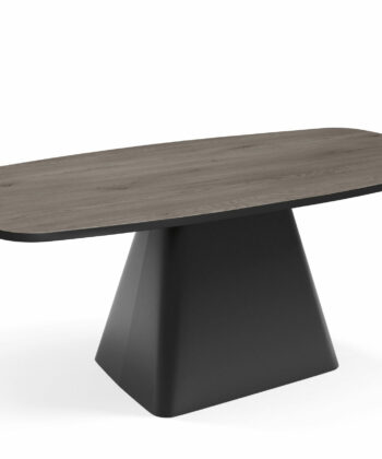 SOLIS Oval Loft Coffee Table (120×60cm × H48cm | 18mm Laminated Top & Architectural Steel Pedestal)