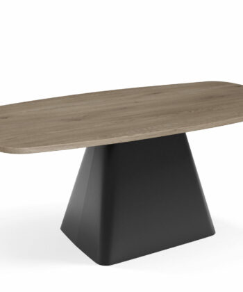 SOLIS Oval Loft Coffee Table (120×60cm × H48cm | 18mm Laminated Top & Architectural Steel Pedestal)