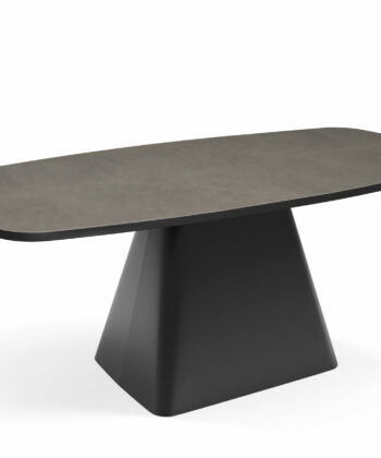 SOLIS Oval Loft Coffee Table (120×60cm × H48cm | 18mm Laminated Top & Architectural Steel Pedestal)