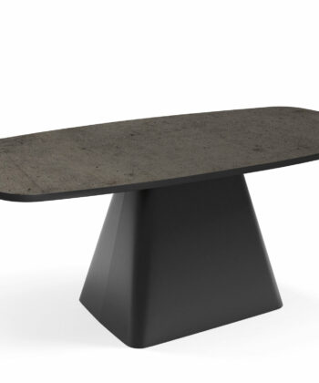SOLIS Oval Loft Coffee Table (120×60cm × H48cm | 18mm Laminated Top & Architectural Steel Pedestal)