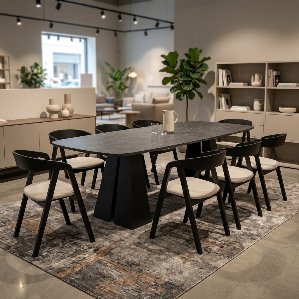 NOVARA Round-to-Oval Extendable Dining Table (100cm to 180cm | 2 Extension Leaves | Standard & EGGER® Laminates)