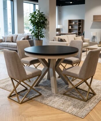 OSLO Round Industrial Extendable Dining Table (Ø100cm to 176cm & Ø120cm to 196cm | Substantial 36mm Top & 60×20mm Steel Subframe)