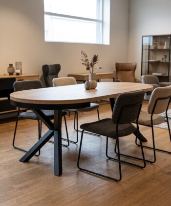 OSLO Round Industrial Extendable Dining Table (Ø100cm to 176cm & Ø120cm to 196cm | Substantial 36mm Top & 60×20mm Steel Subframe)