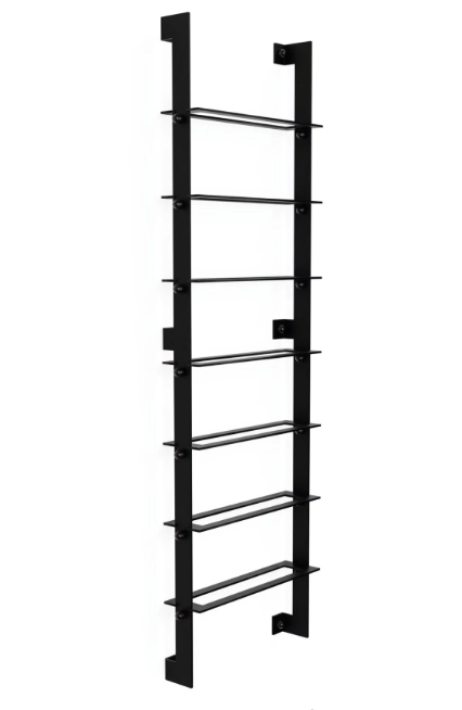 SOMMELIER Wall-Mounted 7-Bottle Steel Wine Rack (125×20×56.4cm | Horizontal Bottle Storage | Matte Black Powder-Coated)