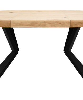 SOLARIS Round Extendable Dining Table (Ø90cm to Ø120cm | Natural Oak Veneer & Black Metal Base)