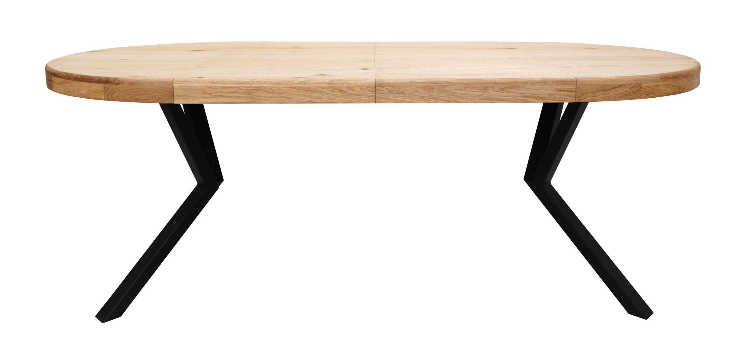 SOLARIS Round Extendable Dining Table (Ø90cm to Ø120cm | Natural Oak Veneer & Black Metal Base)