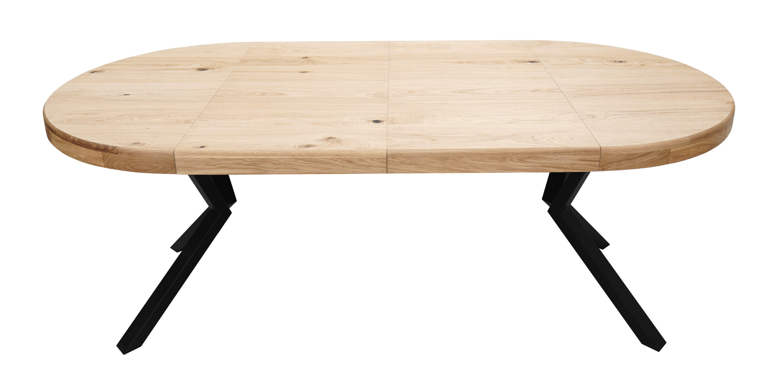 SOLARIS Round Extendable Dining Table (Ø90cm to Ø120cm | Natural Oak Veneer & Black Metal Base)