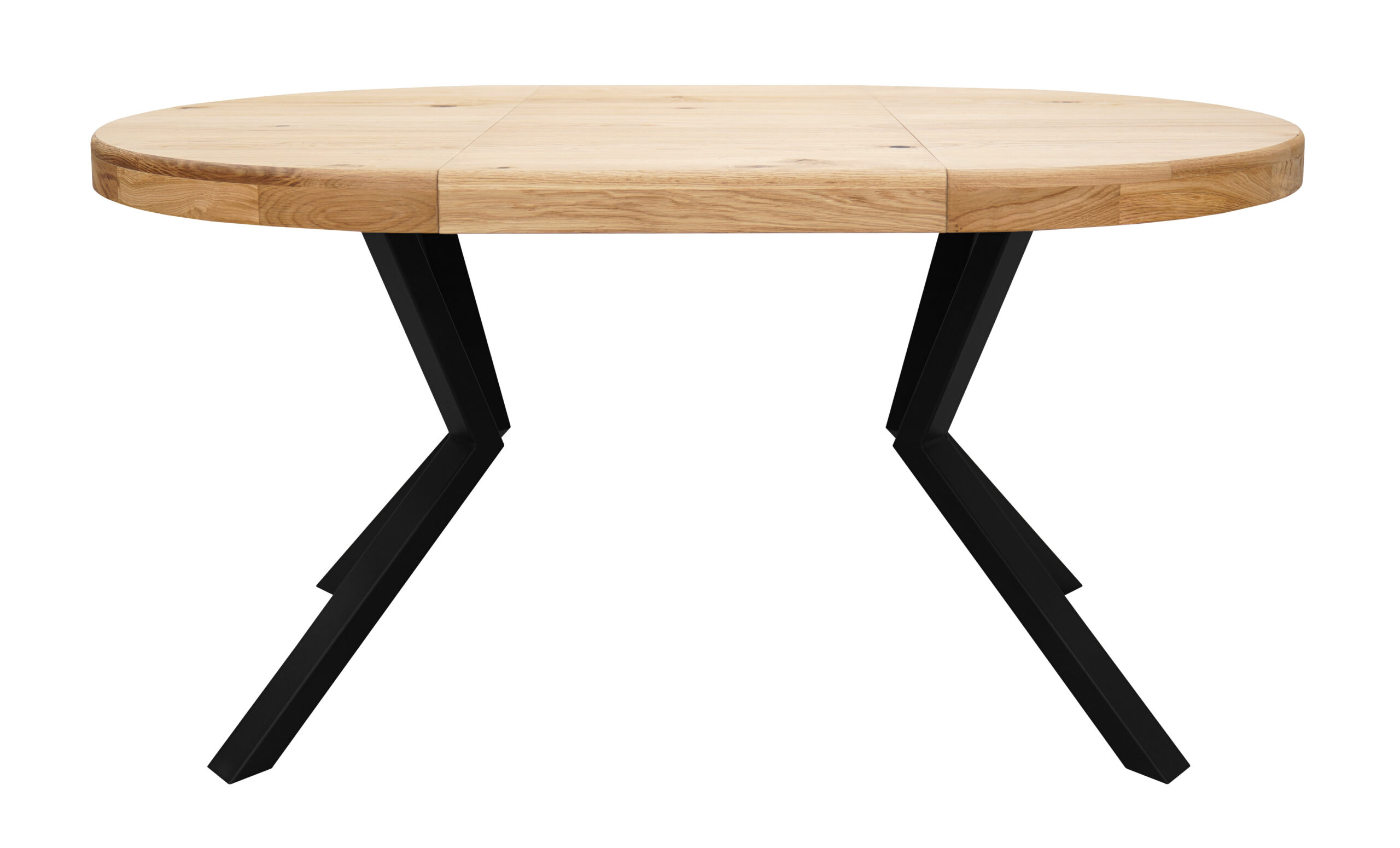 SOLARIS Round Extendable Dining Table (Ø90cm to Ø120cm | Natural Oak Veneer & Black Metal Base)