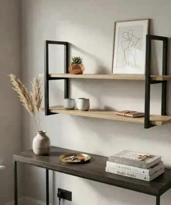 STRATA Loft Steel Shelf Brackets 23.5×60cm (Set of 2 | 40kg Load Capacity | Matte Black Powder-Coated)