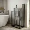 TIVOLI Freestanding 3-Tier Towel & Clothes Rack (45×25×89cm | Matte Black Textured Steel | Loft Bathroom Stand)