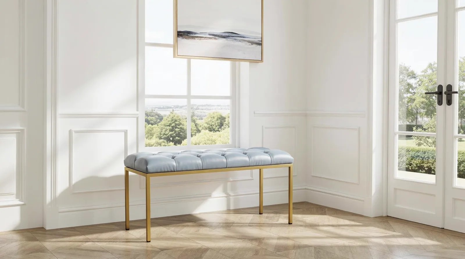 Straight legs wear gold best of all silhouettes, thanks to their clean lines and uninterrupted